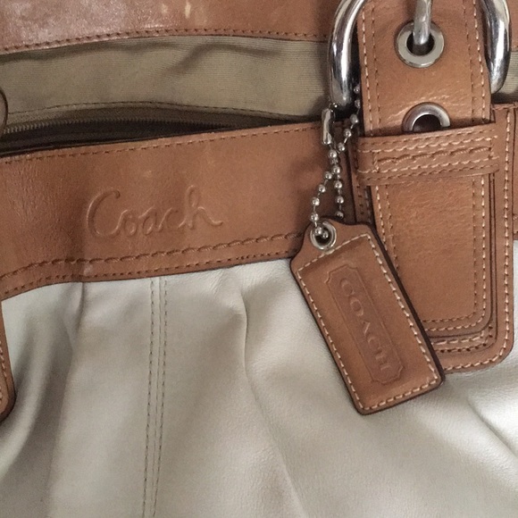 Coach Large Off White Satchel Tote Purse Bag - Picture 2 of 10